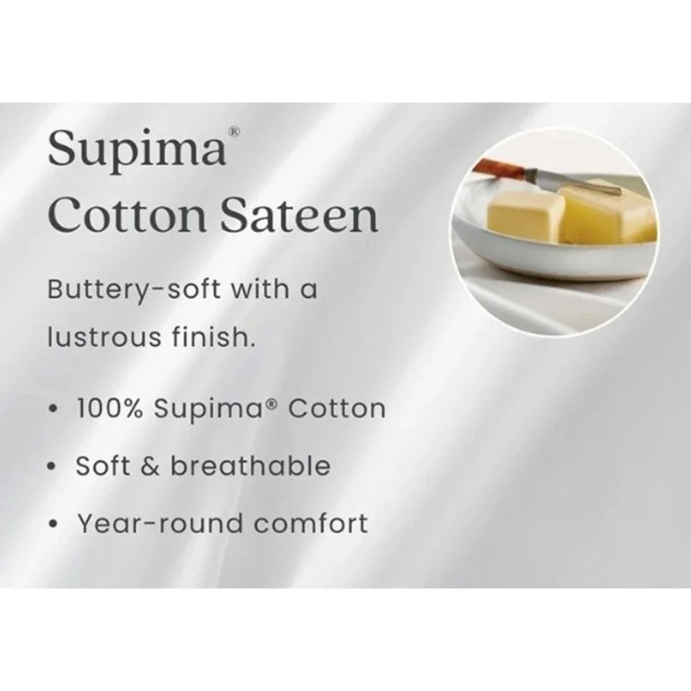 The Company Store Legends Hotel Supima Cotton Sateen Flat Sheet Queen Birch
